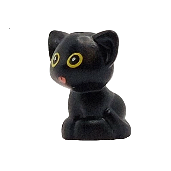 LEGO Animal Black Friends Pluto the Kitten with Big Yellow Eyes and Tongue Out Minifigure